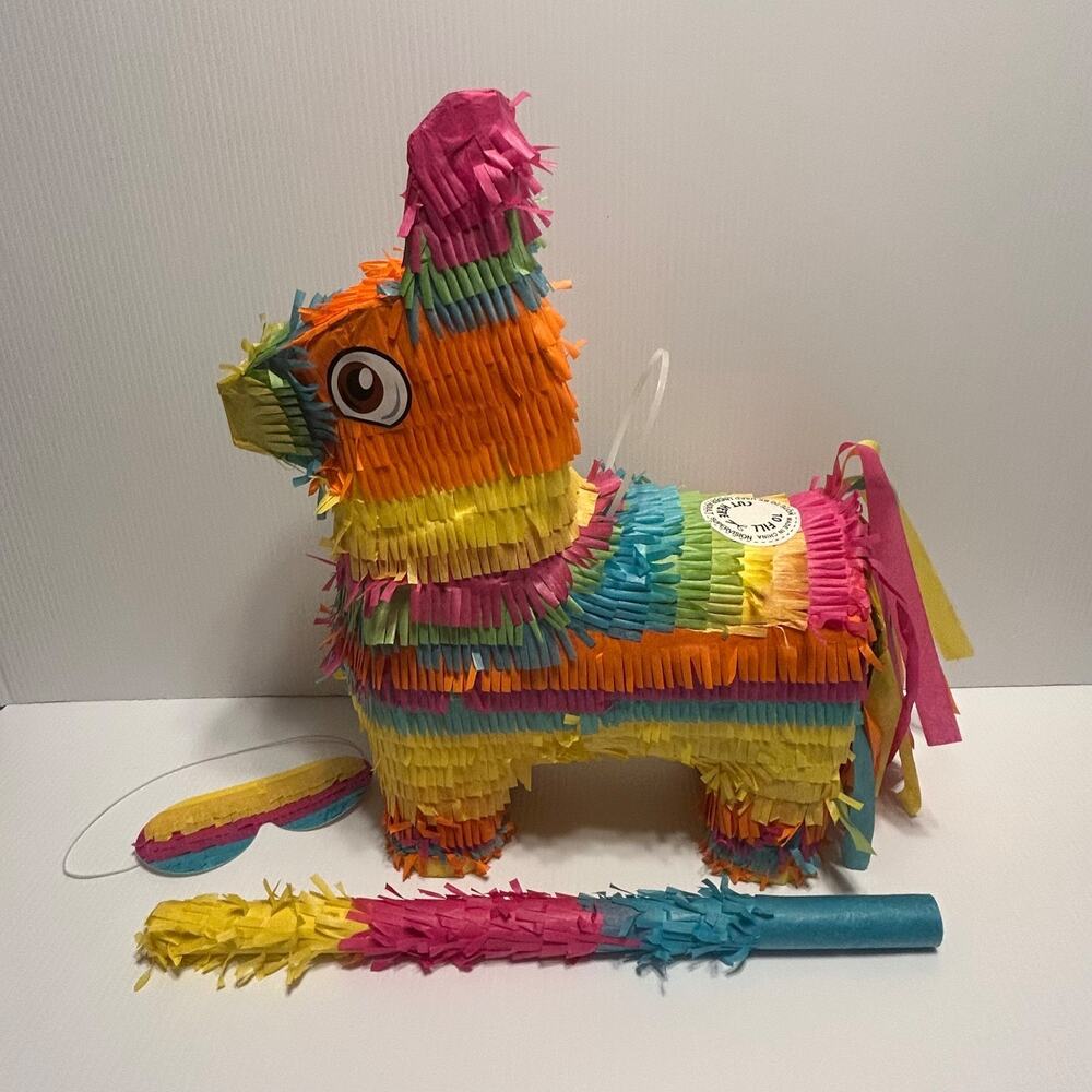 Piñata Pinata Donkey Rainbow Stick Blindfold Birthday Party Fiesta 13" x 16"